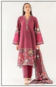 3 Pcs Women's Unstitched Lawn Printed Suit