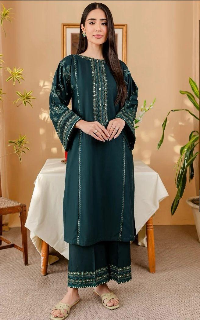 2 Pcs Women's Unstitched Embroidered Suit