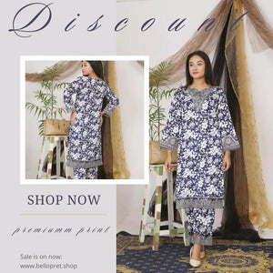 Bello Pret-Graceful 2-Piece Printed Lawn Attire